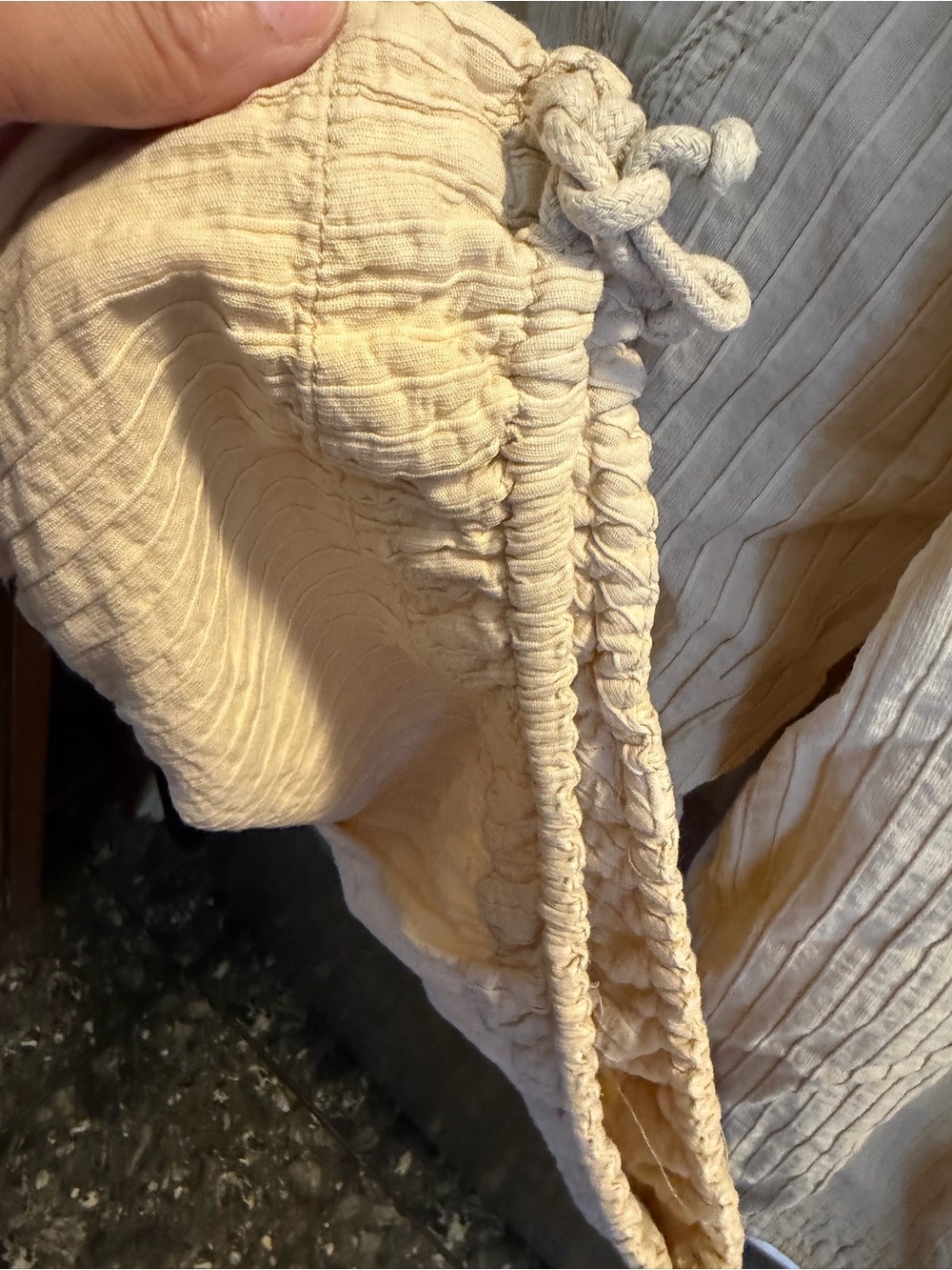 Free People Cream Wide Leg Drawstring Cargo Pants - Picture 7 of 14